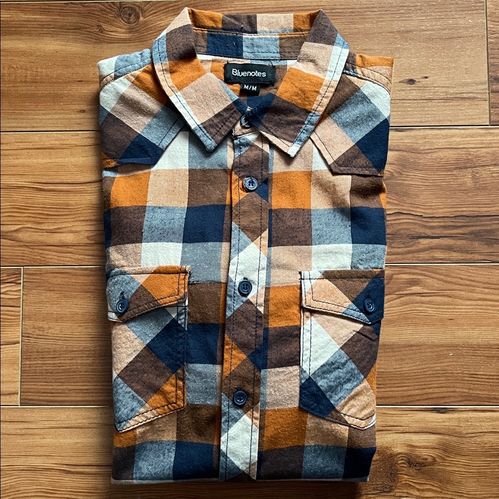 Plaid Shirt in Orange and Navy